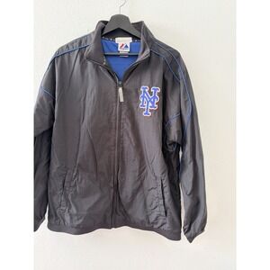 New York Mets Majestic Athletic Windbreaker Jacket Youth Size 18/20 Black